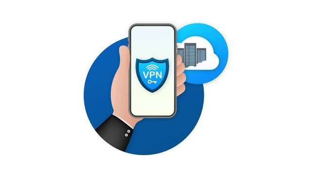 Secure VPN connection concept. Virtual private network connectivity overview. Motion graphics.