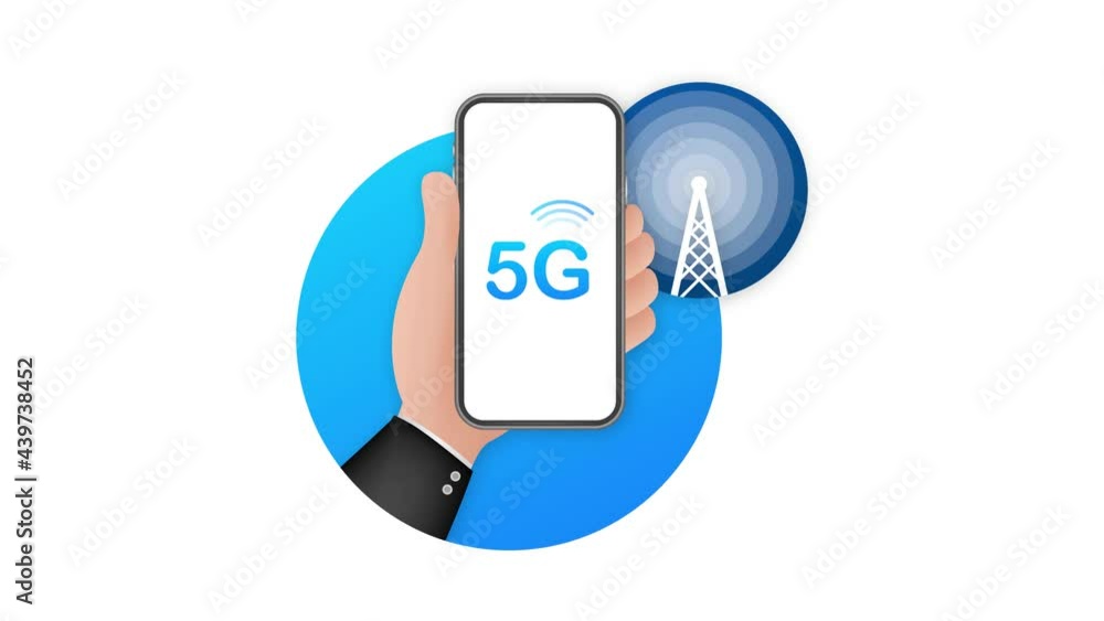 Aufkleber 5g network wireless systems and internet. communication network. motion graphics.