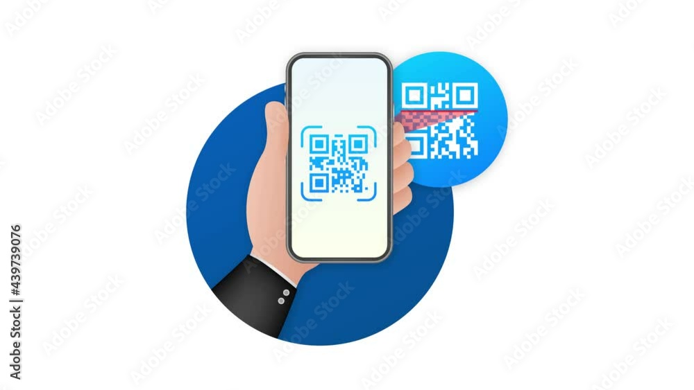 Poster scan qr code to mobile phone. electronic, digital technology, barcode. motion graphics.