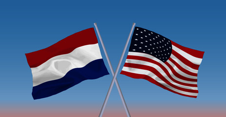 アメリカとオランダの国旗