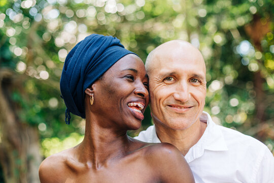 Biracial couple in love