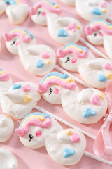 Unicorn meringue pops