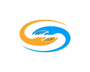 Obraz premium S Letter with helping hands vector illustration