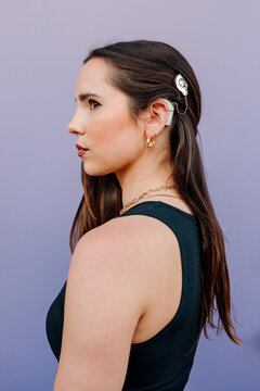 Beautiful woman with cochlear implant 