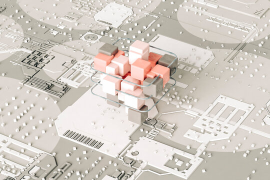 abstract cubes and spheres