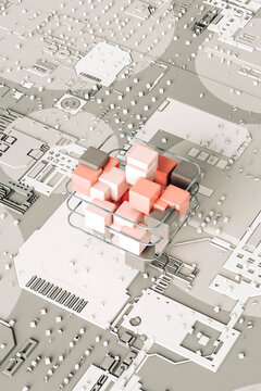 abstract cubes and spheres