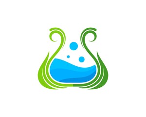 Fototapeta premium leaf bottle laboratory with abstract water inside