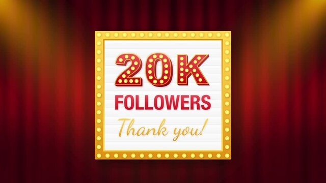 20k followers, Thank You, social sites post. Thank you followers congratulation card. Motion graphics.