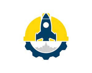 Safety helmet with mechanical gear and rocket launch inside