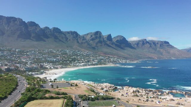 Aerial view. Summer sunny afternoon footage of spectacular scenic Clifton Beach, Lion.