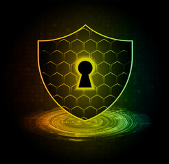 Closed Padlock on digital background, cyber security