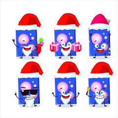 Santa Claus emoticons with blue bubble gum cartoon character. Vector illustration