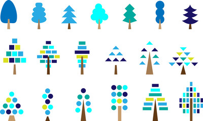 いろいろな木　青ベース