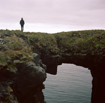 Tourist on Rock Arch