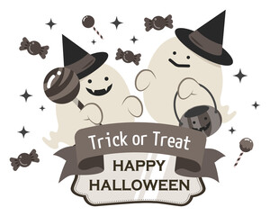 ハロウィン　セピア　トリックオアトリート　お菓子　おばけ