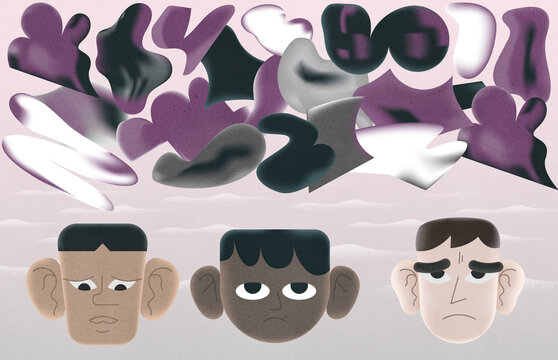 Multiethnic people suffering from emotional disorders