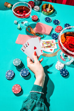 Stylish casino poker table/cocktail party