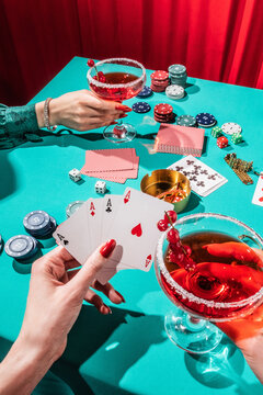 Stylish casino poker table/cocktail party