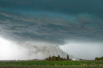 thunder storm over a farm