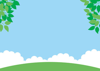 Obraz premium 草原と青空の背景