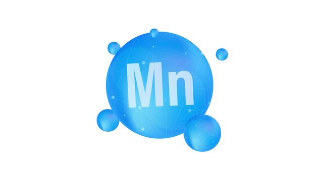 Mn mineral for medical design. Mineral blue pill icon. Motion graphics.