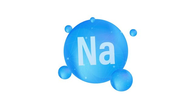 Na, Natrium blue shining pill capsule icon. Motion graphics.