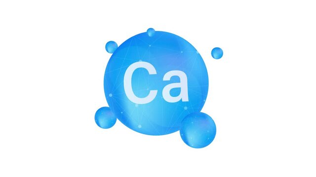 Ca, Calcium blue shining pill capsule icon. Motion graphics.