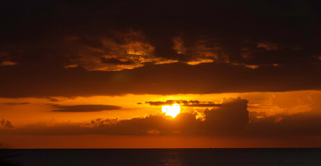 sunset beach front orange red