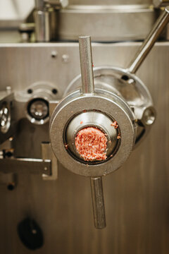 Minced meat making in meat factory