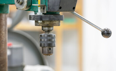 Close up shot of vertical milling machine spindle head
