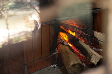 wood burning in a fireplace