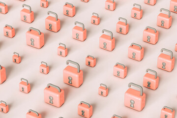 Pink padlocks on grey background