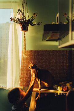 Girl with a cat.