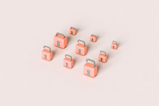 Pink padlocks on grey background