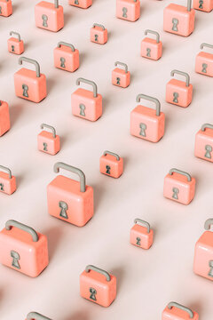 pattern of Pink padlocks on grey background