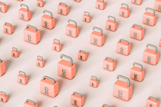 Pink padlocks on grey background