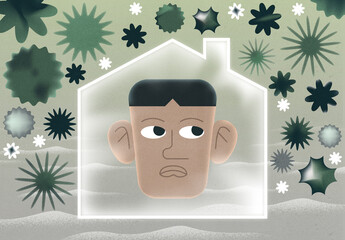 Frustrated man at home self isolation