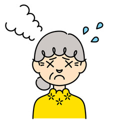  困った表情の女性【高齢者,カラー】