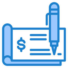 Cheque blue style icon