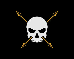 Skull head with spear crossed behind