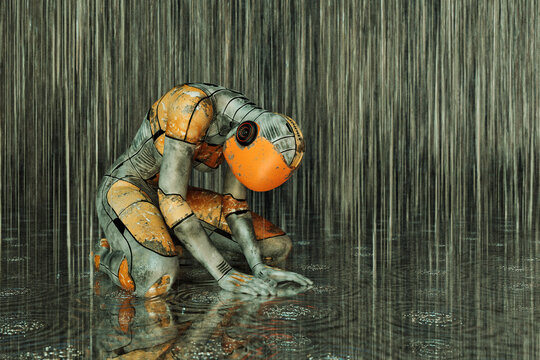 Cyborg despair in the rain