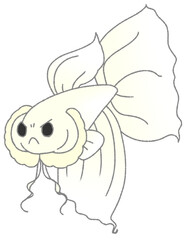 威嚇するベタ（白色）