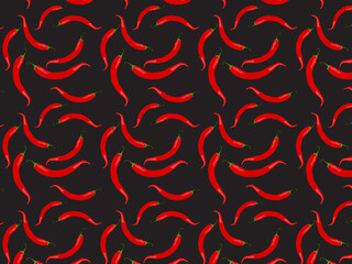 Red hot chili peppers seamless pattern background