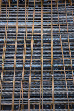 Metal Rods Forming a Pattern at Construction Site