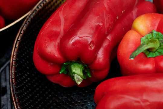 Red capiscum on BBQ grill