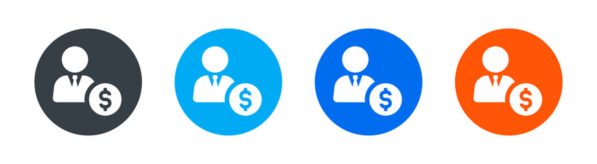 Investor, businessman or money adviser symbol. Man with dollar money icon vector.