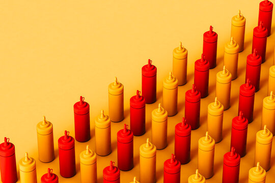 copyspaced image of Sauce dispencer on yello background