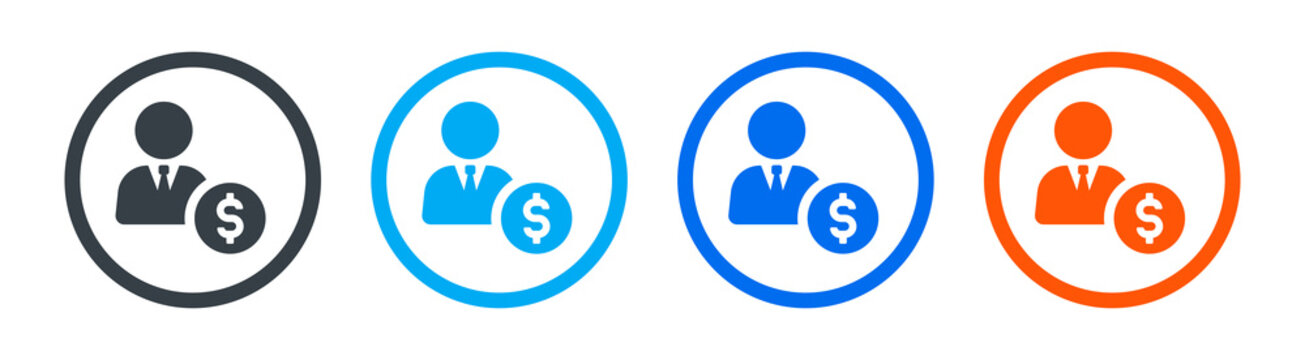 Businessman Earning Income Icon Vector Illustration. Financial Concept