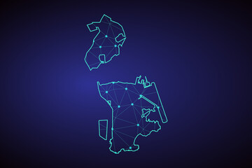 Map of Macao. Wire frame 3D mesh polygonal network line, design sphere, dot and structure. communications map of Macao. Vector Illustration EPS10.