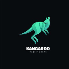 Vector Logo Illustration Kangaroo Gradient Colorful Style.